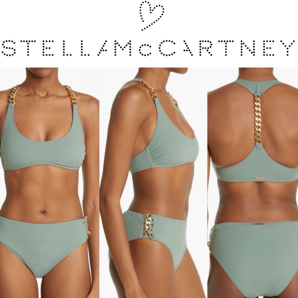NWOT Stella McCartney Falabella Chain Detail Bikini Top and Bottoms Size S $789